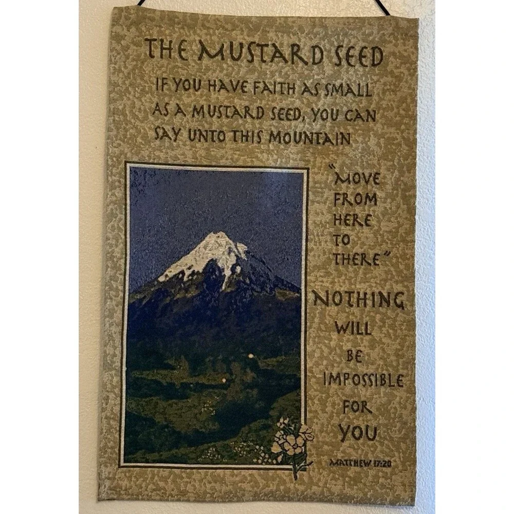 Mustard Seed Inspirational Wall Hanging Tapestry Scroll 26